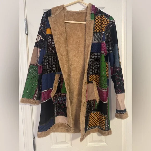 Patchwork Multicolor Women's Coat - Picture 2 of 5